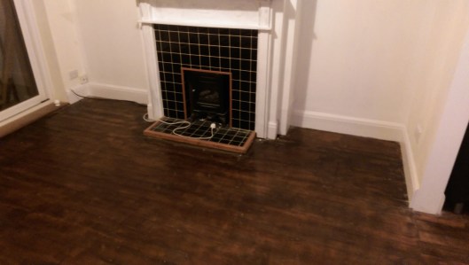 Completed floor and fireplace